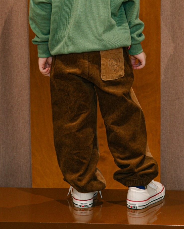 Brown Color Block Corduroy Jogger