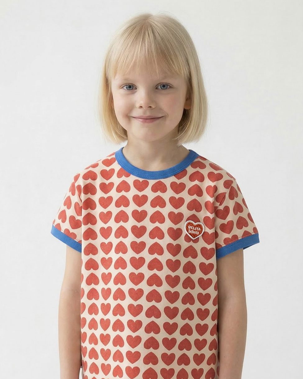 Red BB Heart Pattern One Mile Short Sleeve