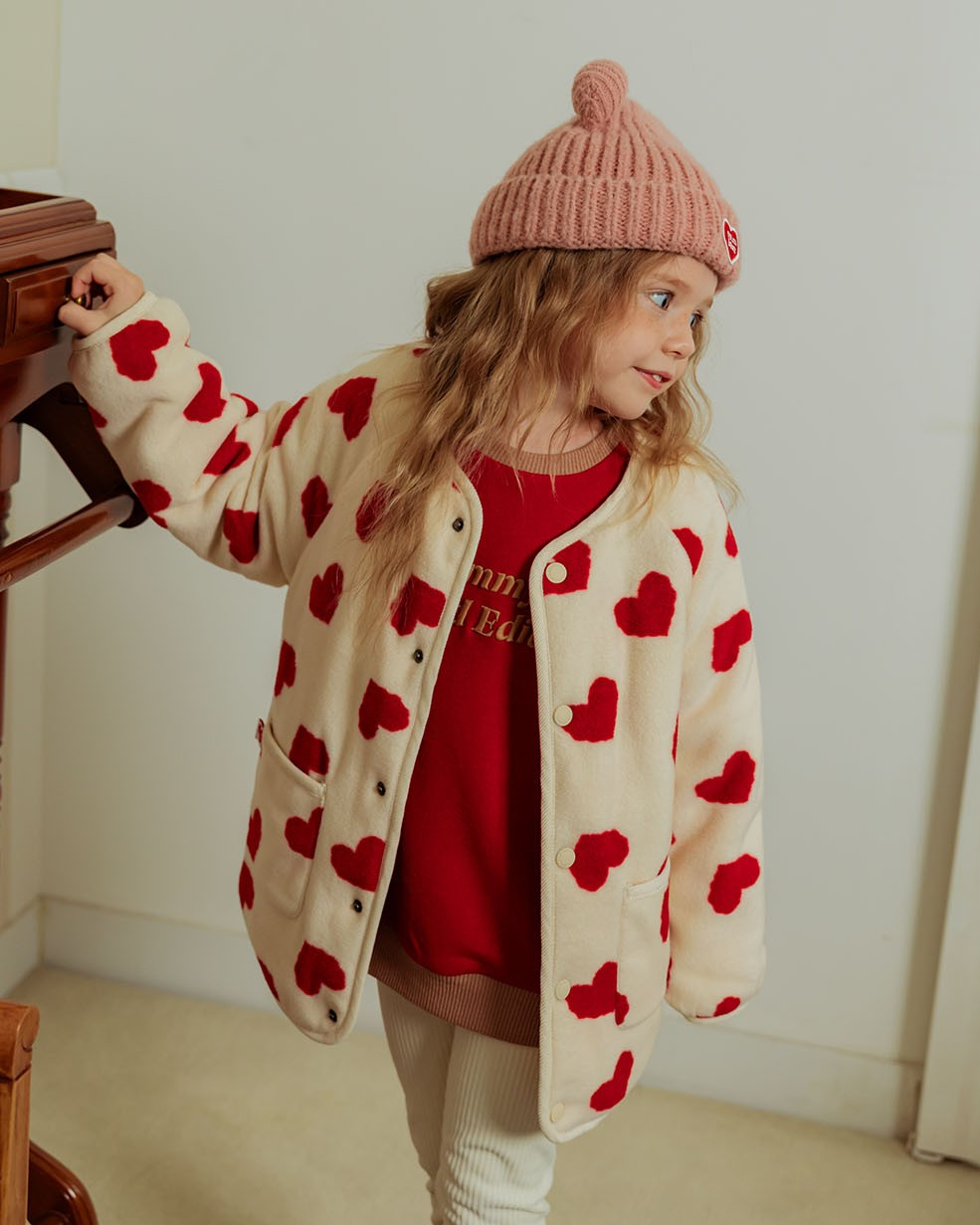Red BB Heart Pattern Reversible Jumper