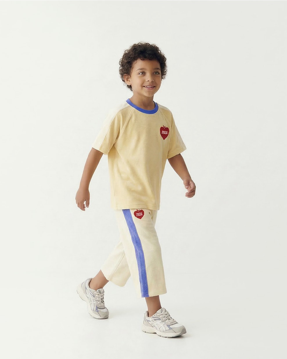 Cream Bubble Apple Terry Crop Pants