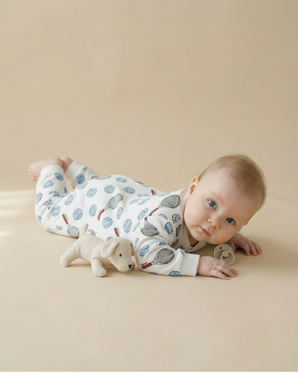 BABY Ivory Tennis Pattern Jumpsuit