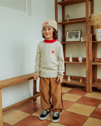 Beige Color Block Corduroy Jogger