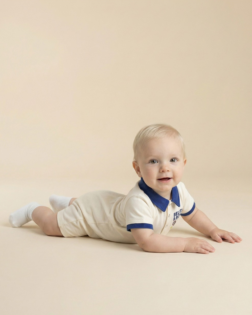 BABY Blue Elephant Collar Jumpsuit