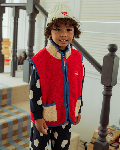 Cream BB Heart Short Beanie