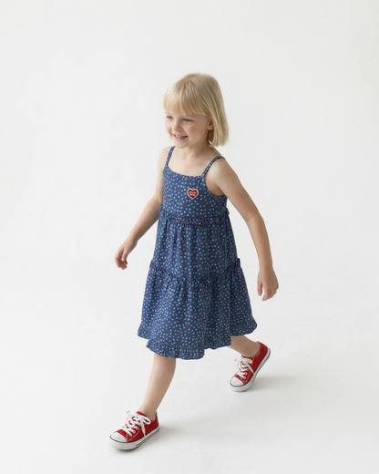 GIRL Blue BB Heart All-Over Denim Dress