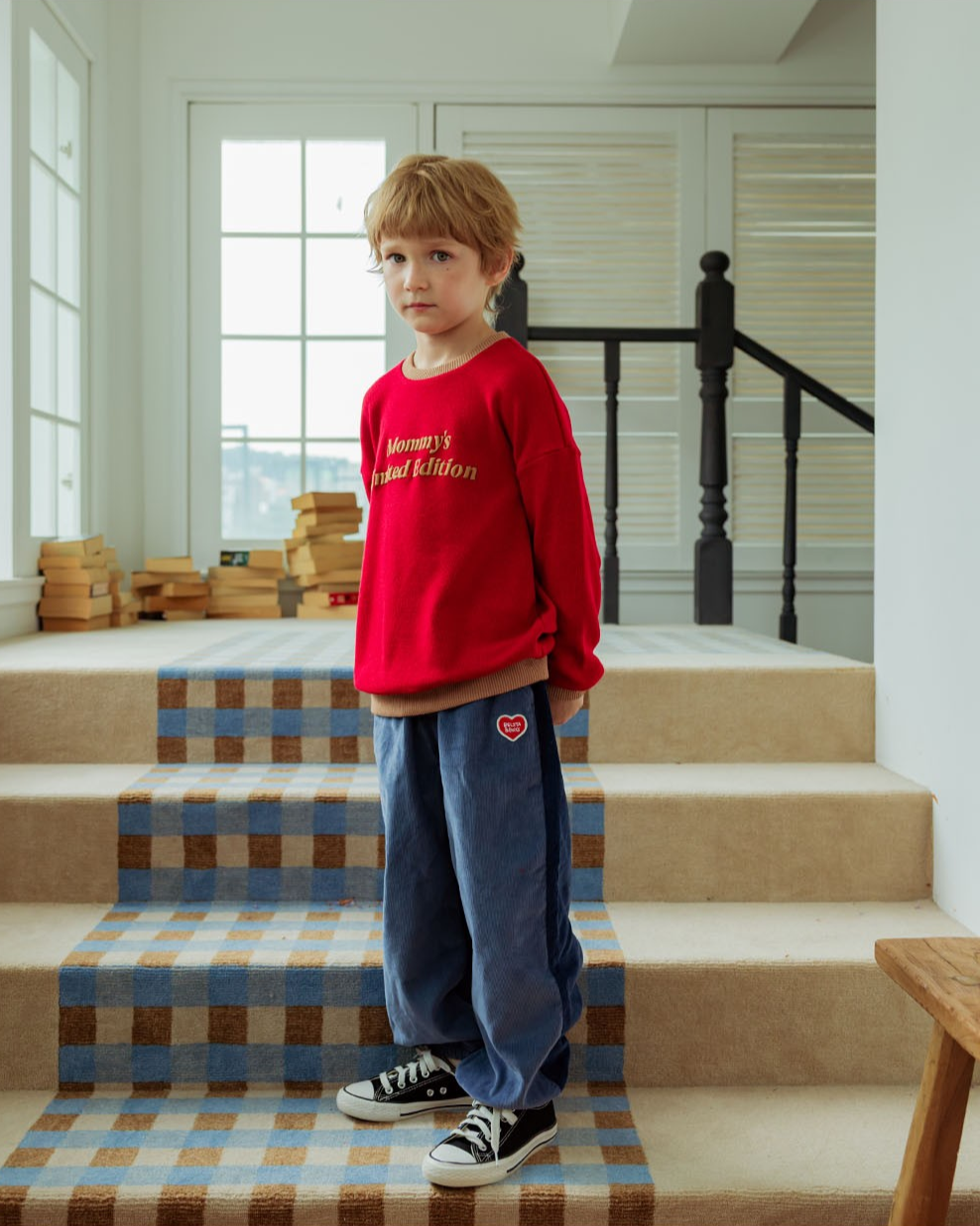 Red Mommy Color Block Knit Sweater