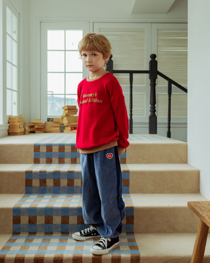 Red Mommy Color Block Knit Sweater