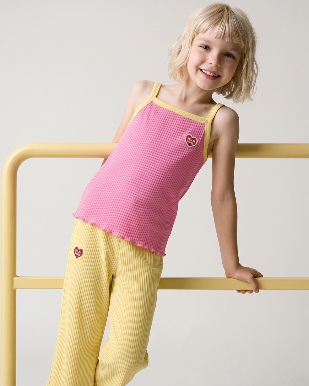[GIRL SET] Pink BB Heart Two-Tone Sleeveless One Mile