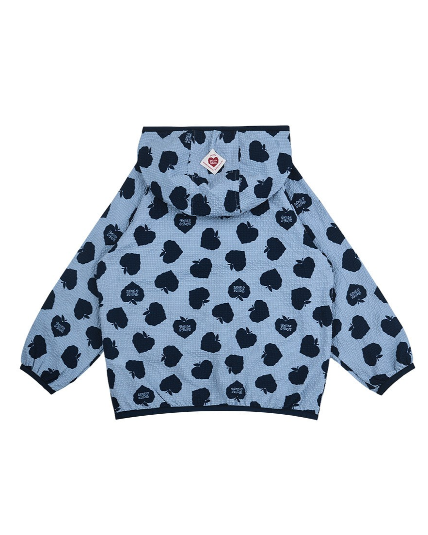 Navy Bubble Apple Pattern Windbreaker