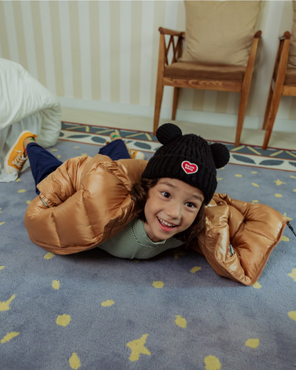 Black BB Heart Bear Beanie