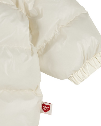 BABY Cream Glossy Hooded Puffer Jumpsuit
