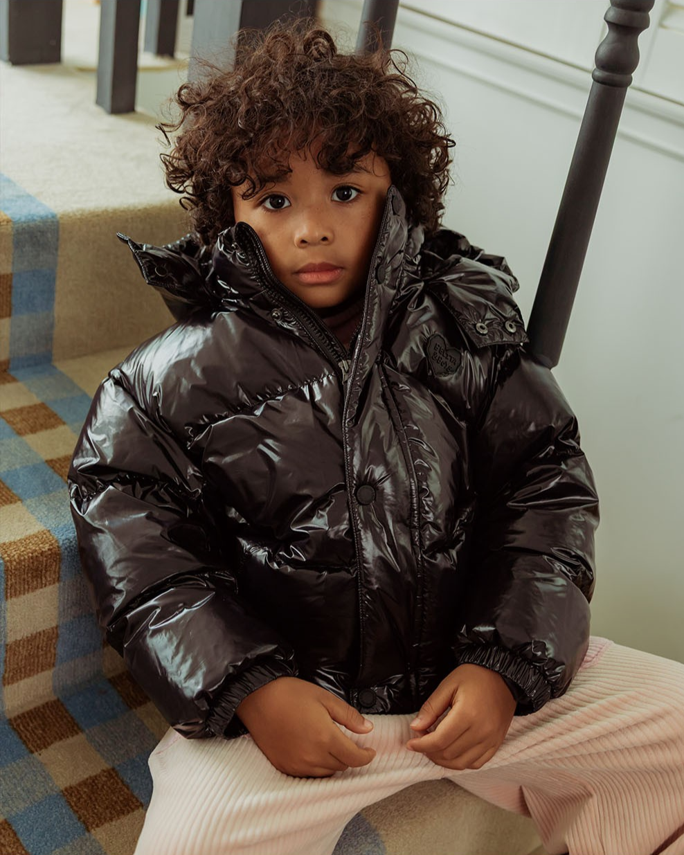 Black Glossy Duck Down Hooded Jumper