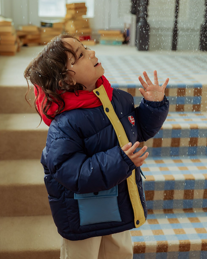 Navy Color Block Hooded Puffer Jumper