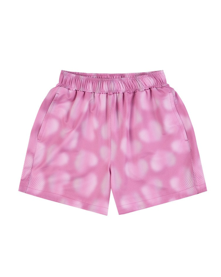 [GIRL SET] Pink Water Dye Heart Pattern Sleeveless Shorts