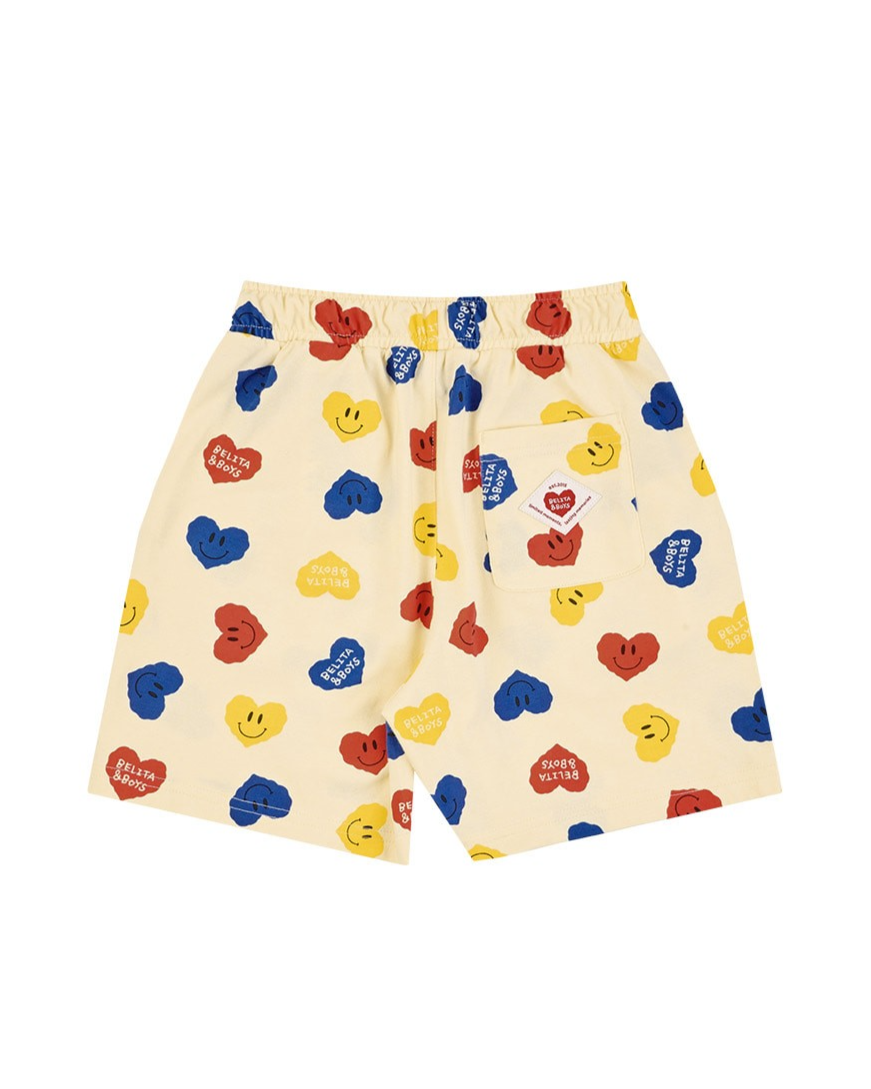 [SET] Light Yellow Smile Heart Pattern Shorts
