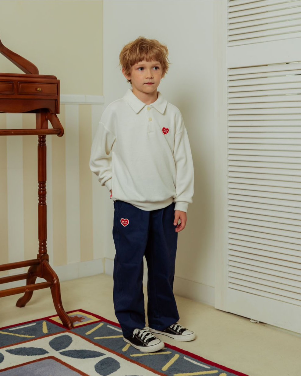 Navy BB Heart Woven Pants