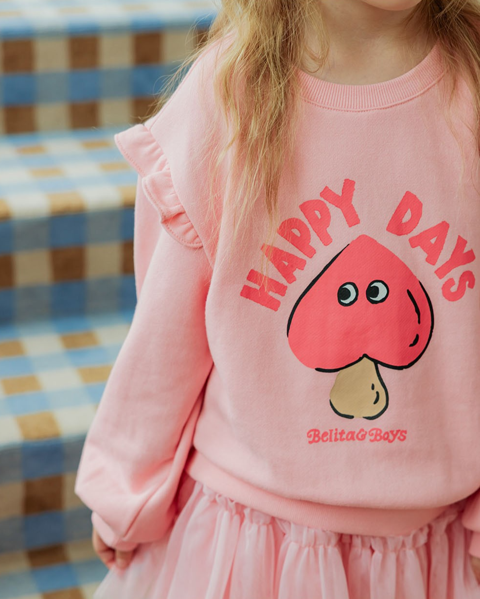 GIRL Pink Mushroom Frill Sweatshirt