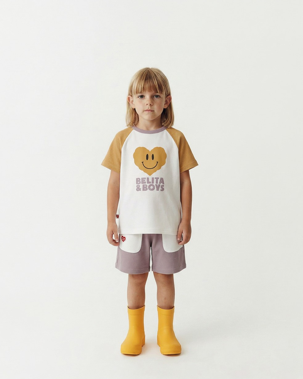 Violet BB Heart Pocket Color Block Waffle Shorts