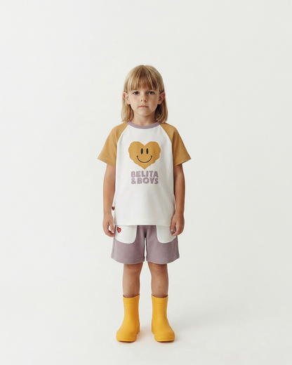 Violet BB Heart Pocket Color Block Waffle Shorts