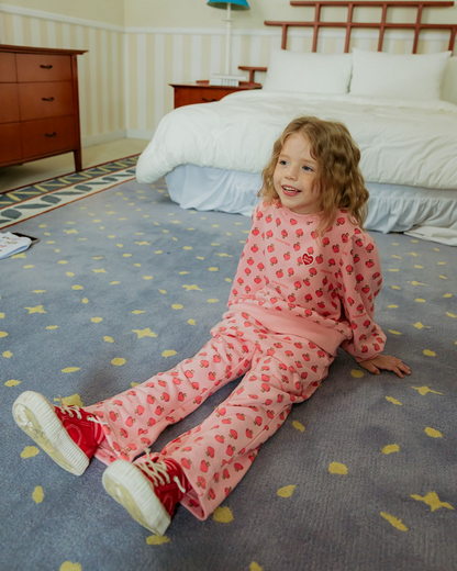 GIRL Pink Mushroom Pattern Frill Sweatshirt