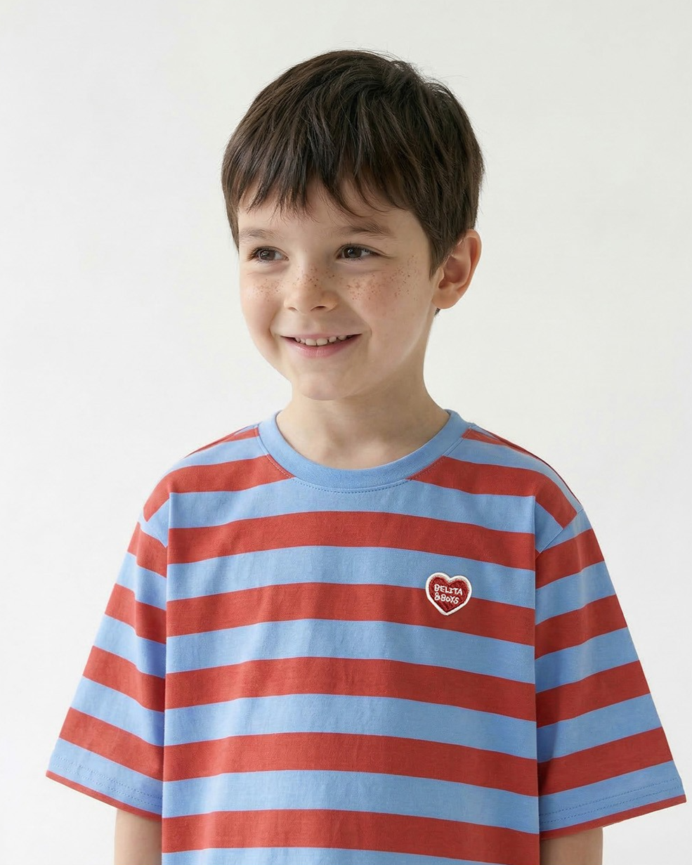 Red BB Heart Stripe Mid Sleeve