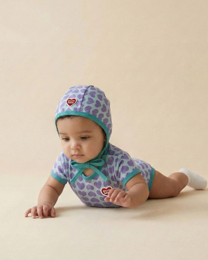 BABY Violet BB Heart Pattern Bonnet