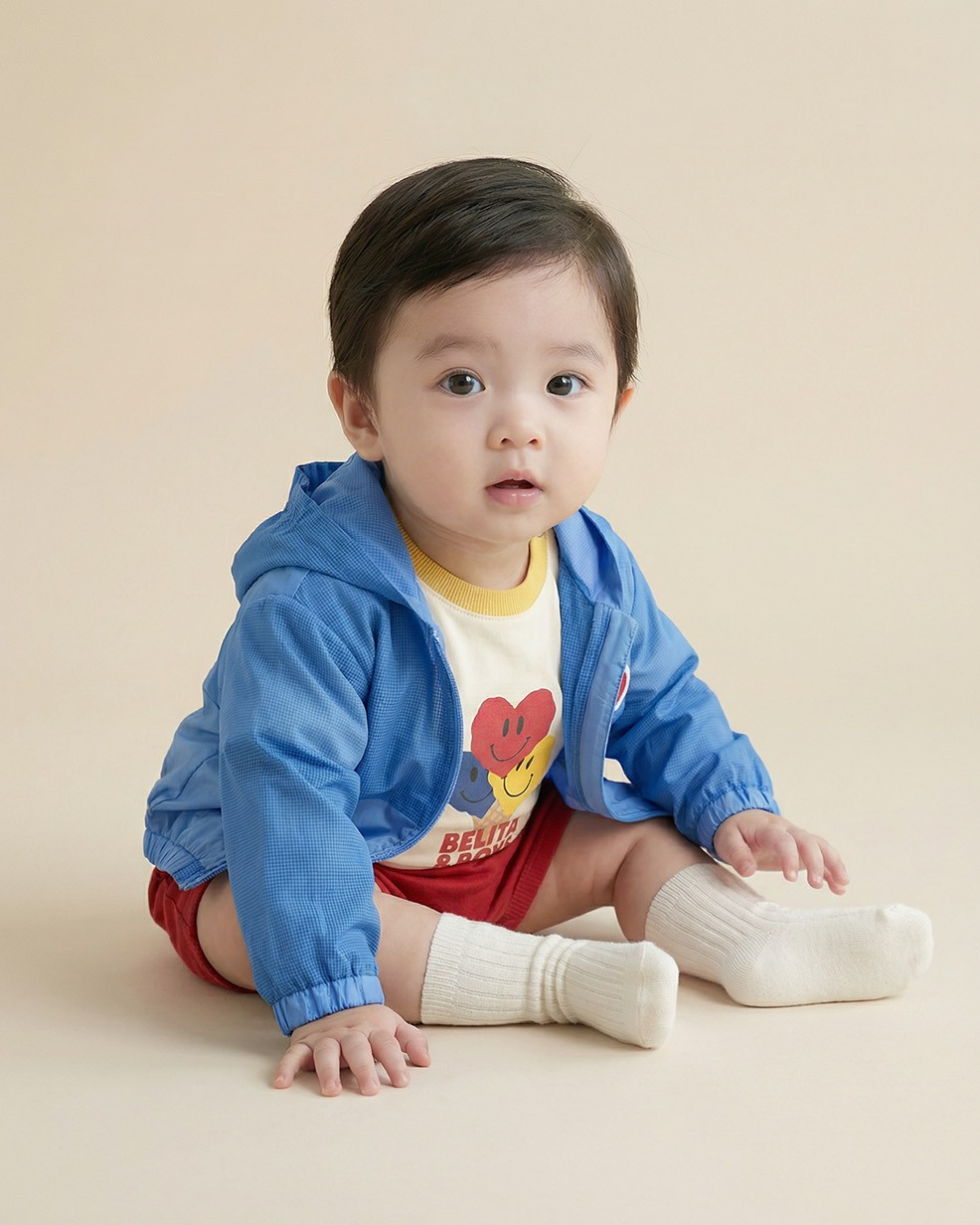 BABY Blue BB Heart Hooded Windbreaker