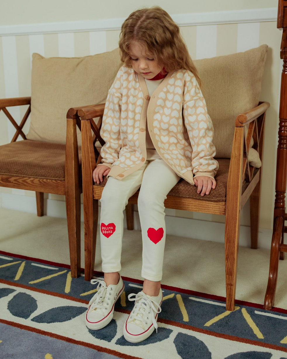 Cream Double Heart Leggings