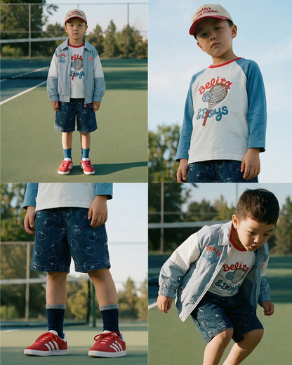 Light Blue Tennis Color Block Collar Windbreaker