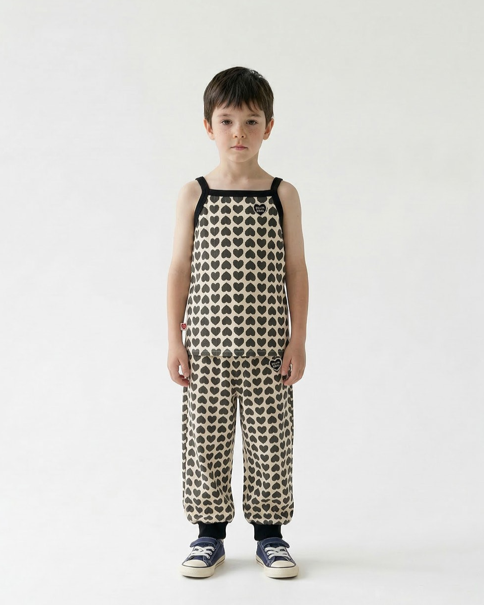 Charcoal BB Heart Pattern One Mile Sleeveless