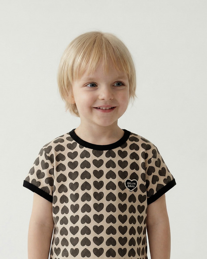 Charcoal BB Heart Pattern One Mile Short Sleeve