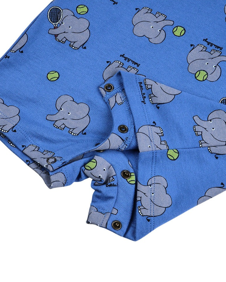 BABY Blue Elephant Pattern Short Jumpsuit