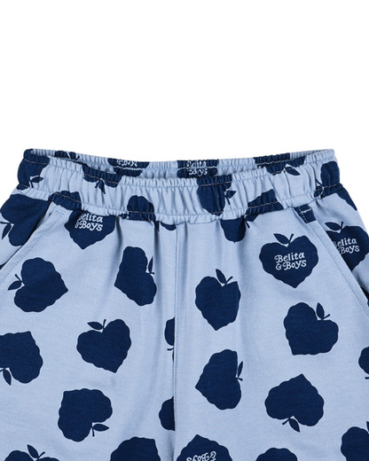[SET] Navy Bubble Apple Pattern Crop