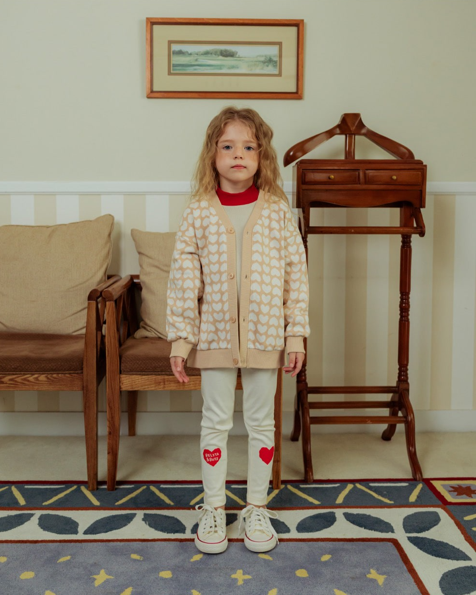 Cream Double Heart Leggings