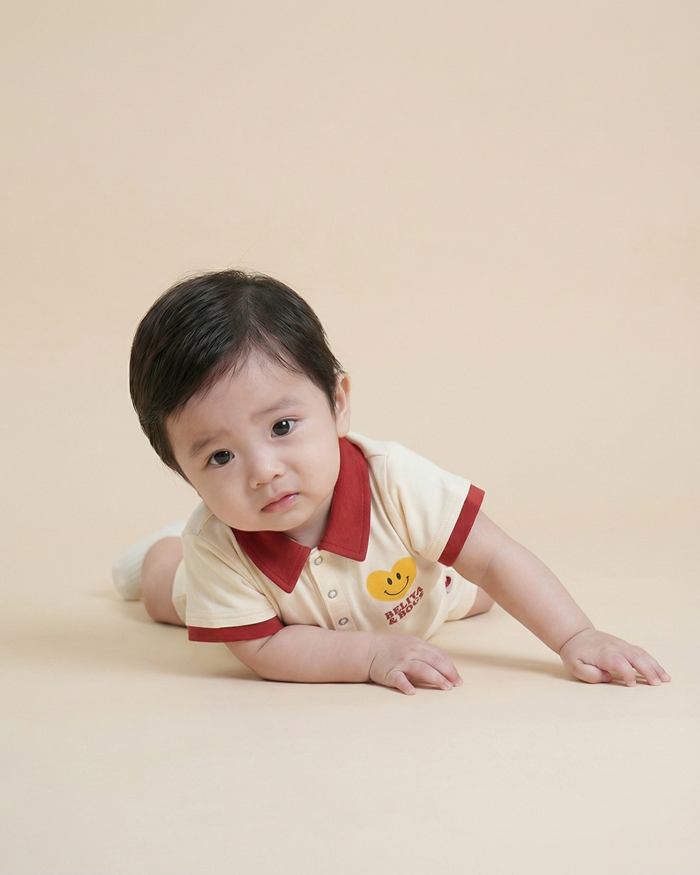 BABY Red Smile Heart Collar Jumpsuit
