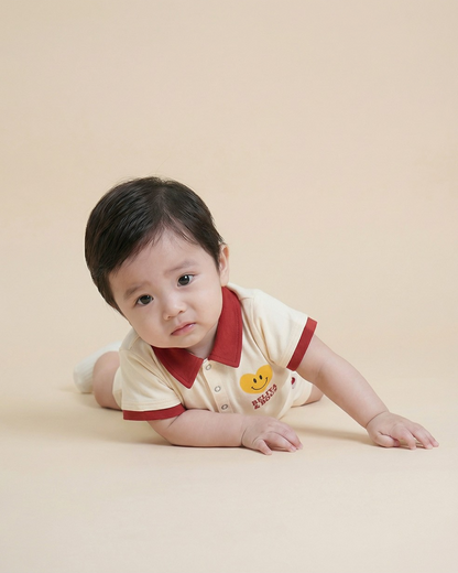 BABY Red Smile Heart Collar Jumpsuit