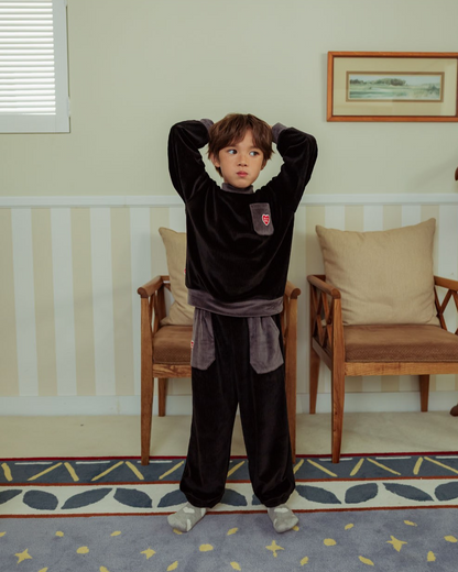 [SET] Black BB Heart Velour Half Neck Jogger