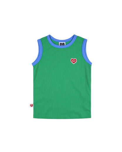 [SET] Green BB Heart Two-Tone Sleeveless One Mile