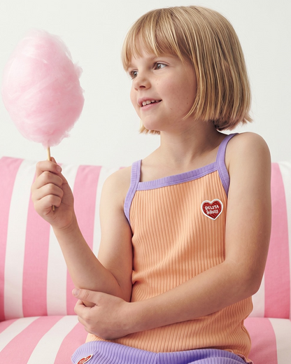 [GIRL SET] Orange BB Heart Two-Tone Sleeveless One Mile