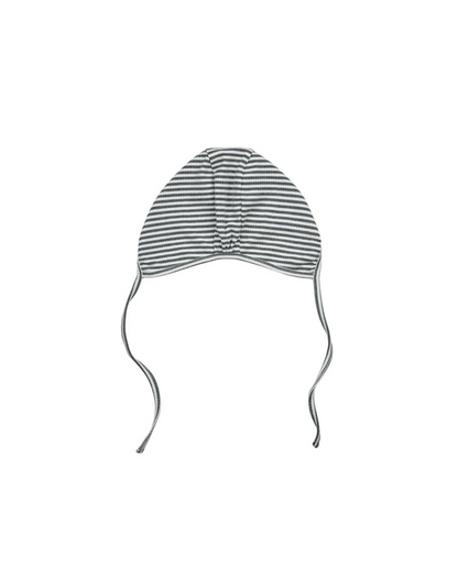 [BABY SET] Grey Stripe Rib Jumpsuit & Bib & Bonnet