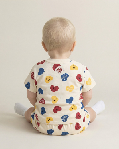 [BABY SET] Cream Smile Heart Pattern Shorts