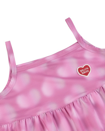 [GIRL SET] Pink Water Dye Heart Pattern Sleeveless Shorts