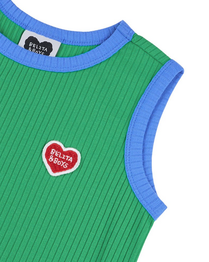 [SET] Green BB Heart Two-Tone Sleeveless One Mile