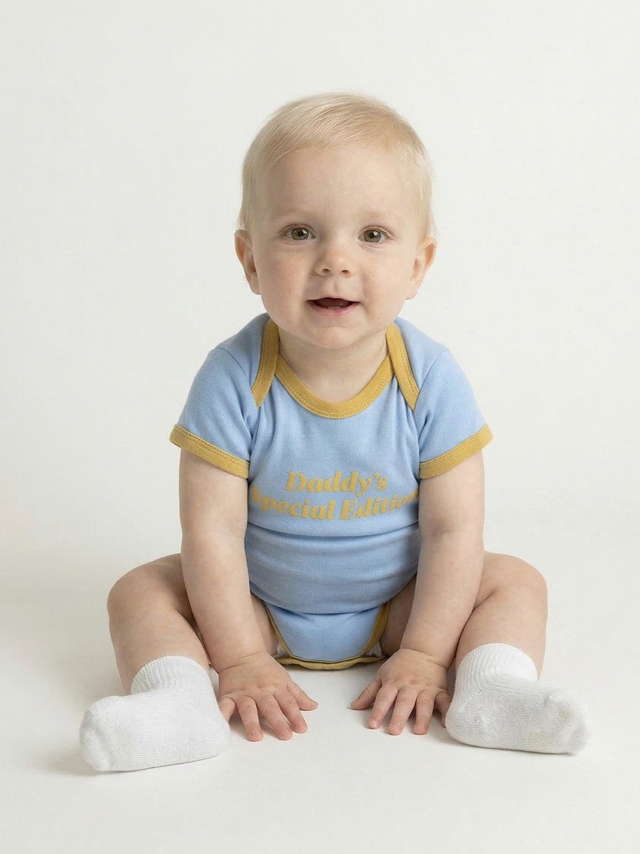 BABY Light Blue Daddy Short Bodysuit
