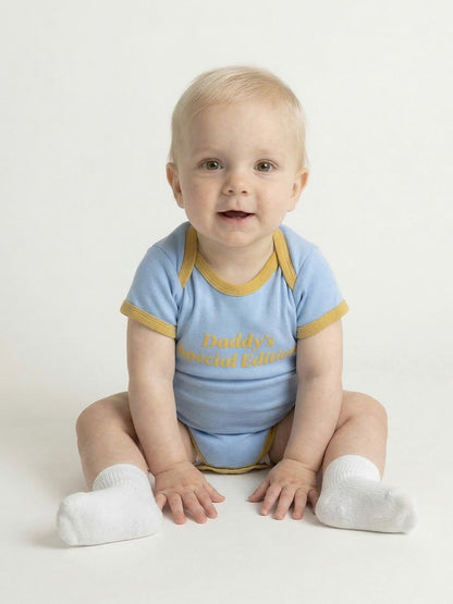 BABY Light Blue Daddy Short Bodysuit