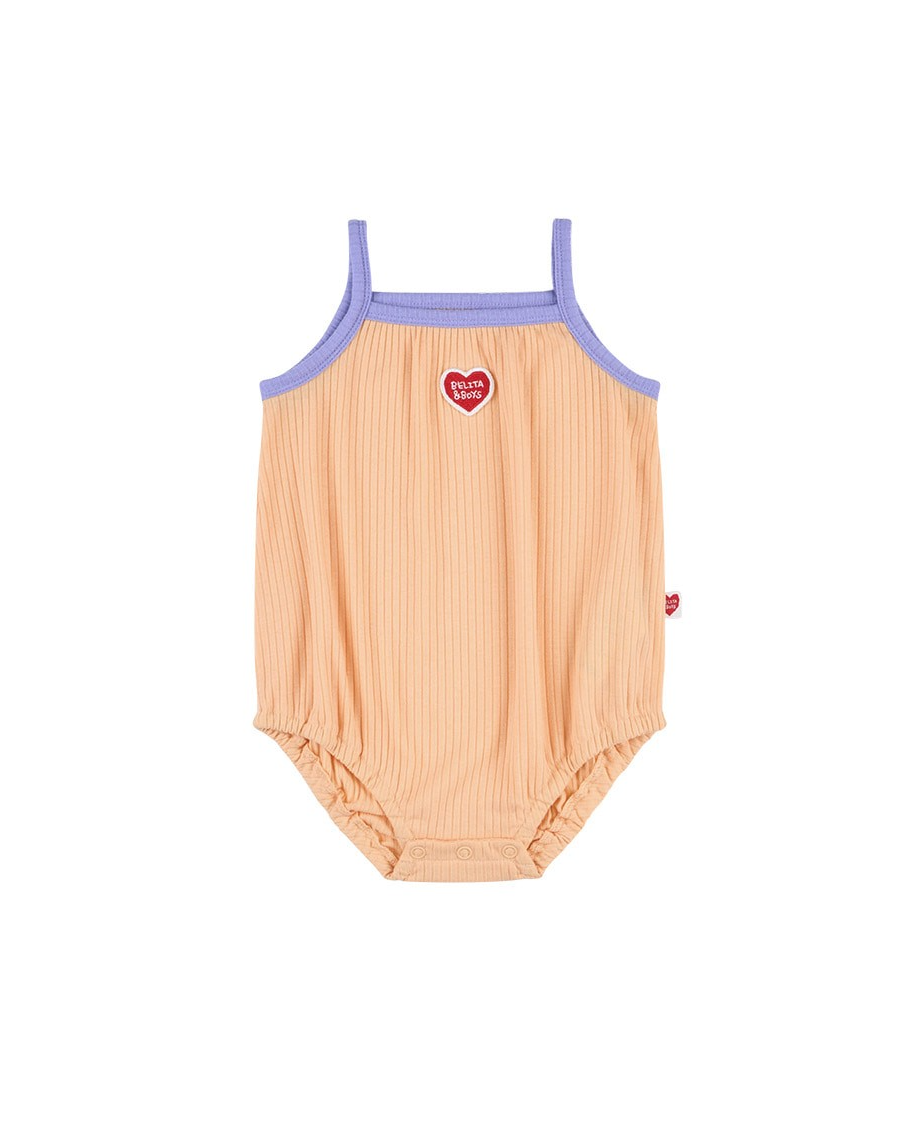 BABY GIRL Orange BB Heart Two-Tone Sleeveless Bodysuit