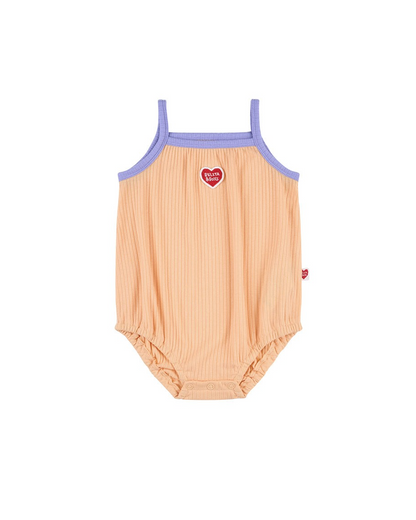 BABY GIRL Orange BB Heart Two-Tone Sleeveless Bodysuit