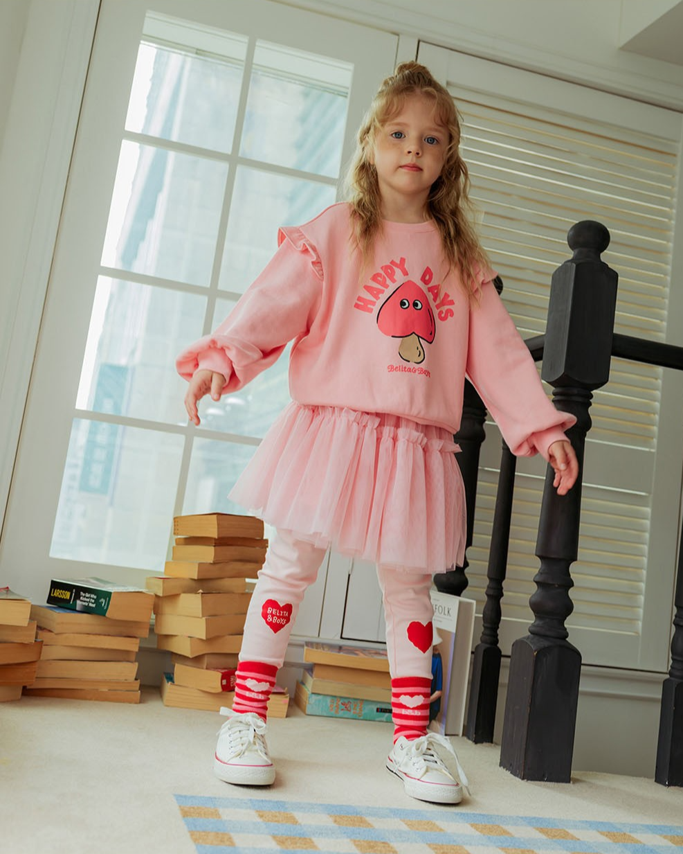 GIRL Pink Mushroom Frill Sweatshirt