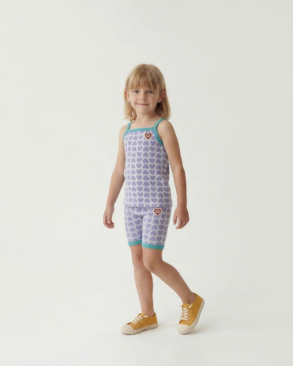 Violet BB Heart Pattern One Mile Shorts