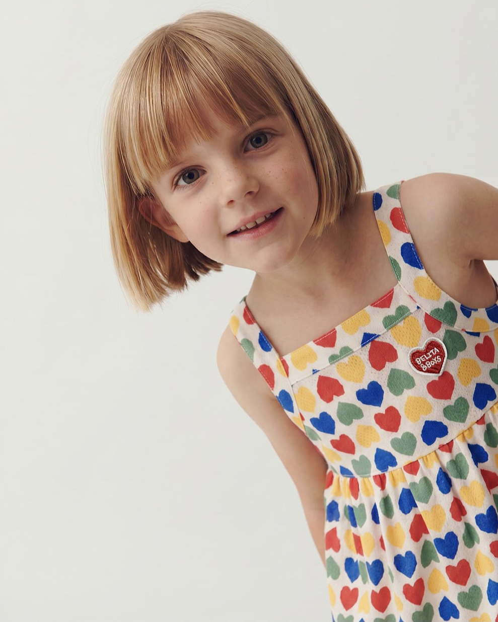 [GIRL SET] Cream Rainbow Heart Mesh Frill Sleeveless Shorts